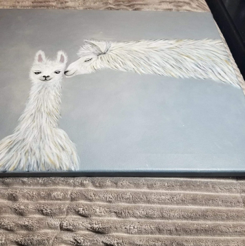 SOLD Mama Llama Hand Painted Original on 20x16 - Picture 3 of 3